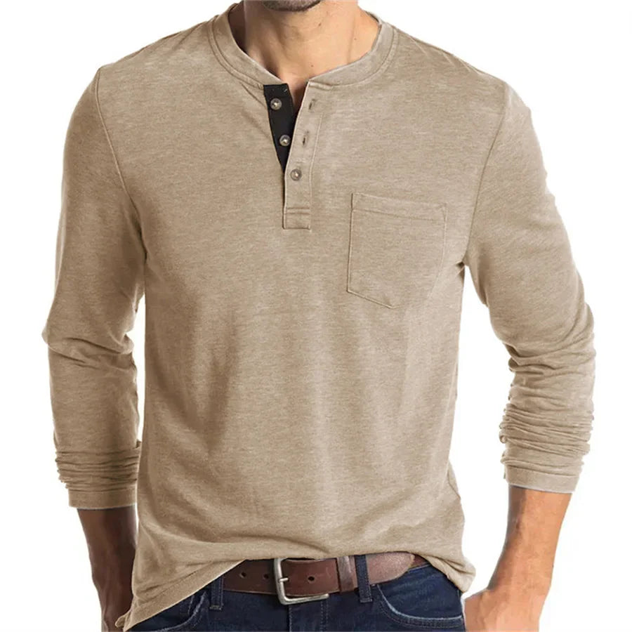 Ansel | Men’s Long Sleeve Crew Neck Henley Shirt