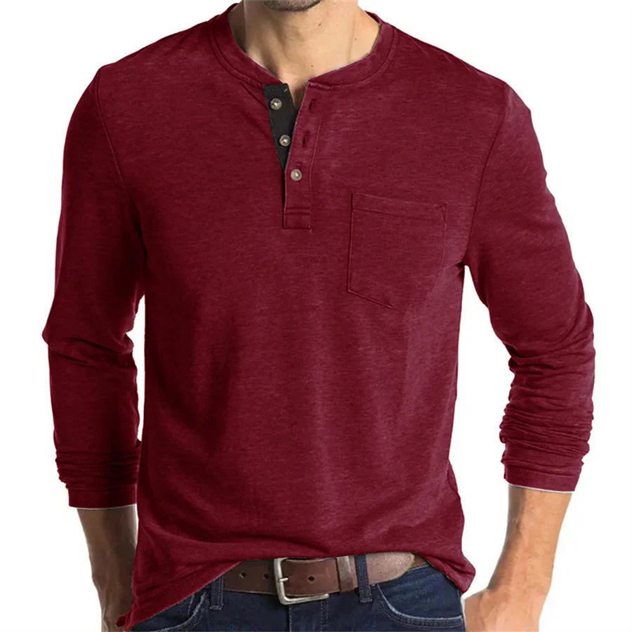 Ansel | Men’s Long Sleeve Crew Neck Henley Shirt