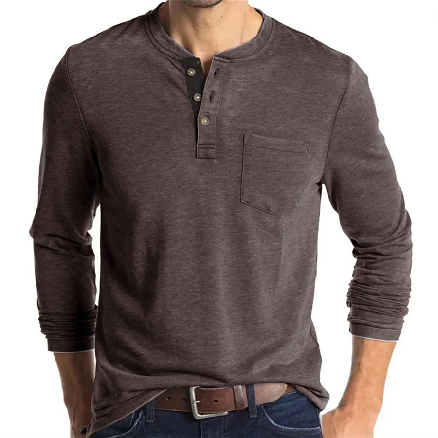 Ansel | Men’s Long Sleeve Crew Neck Henley Shirt