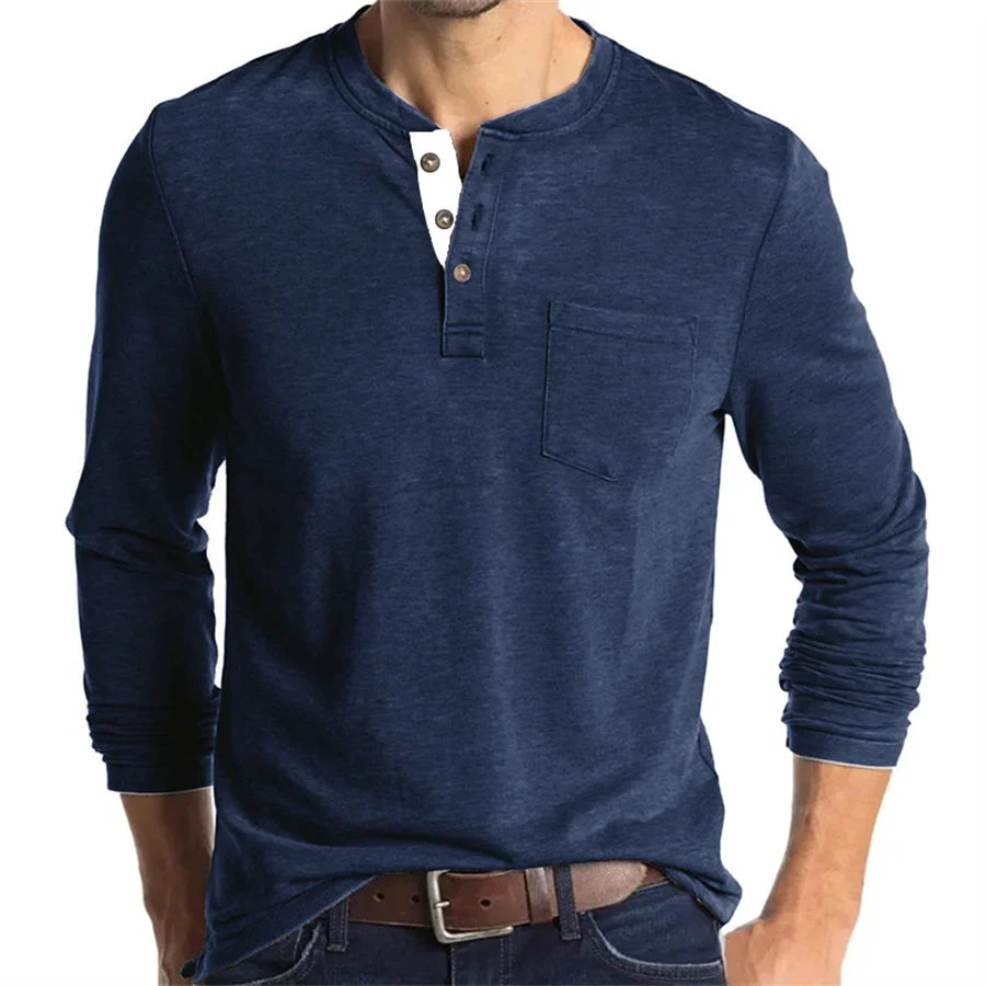 Ansel | Men’s Long Sleeve Crew Neck Henley Shirt