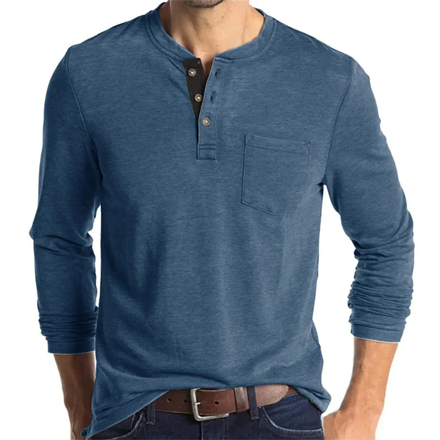 Ansel | Men’s Long Sleeve Crew Neck Henley Shirt