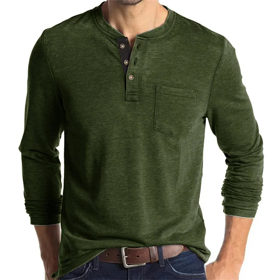 Ansel | Men’s Long Sleeve Crew Neck Henley Shirt