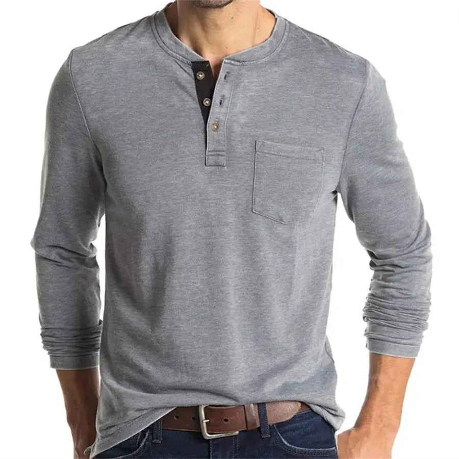 Ansel | Men’s Long Sleeve Crew Neck Henley Shirt