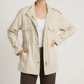 Ansha | Women’s High Collar Button Front Utility Pockets Coat