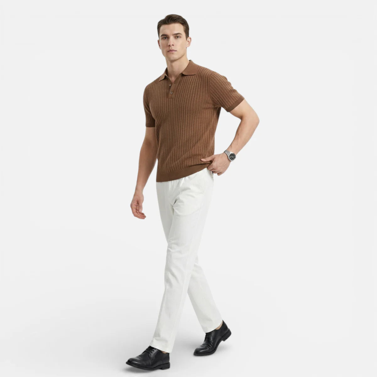 Anthony | Men’s Vertical Stripe Short Sleeve Polo Shirt