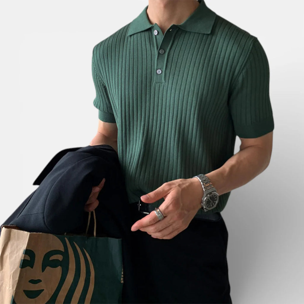 Anthony | Men’s Vertical Stripe Short Sleeve Polo Shirt