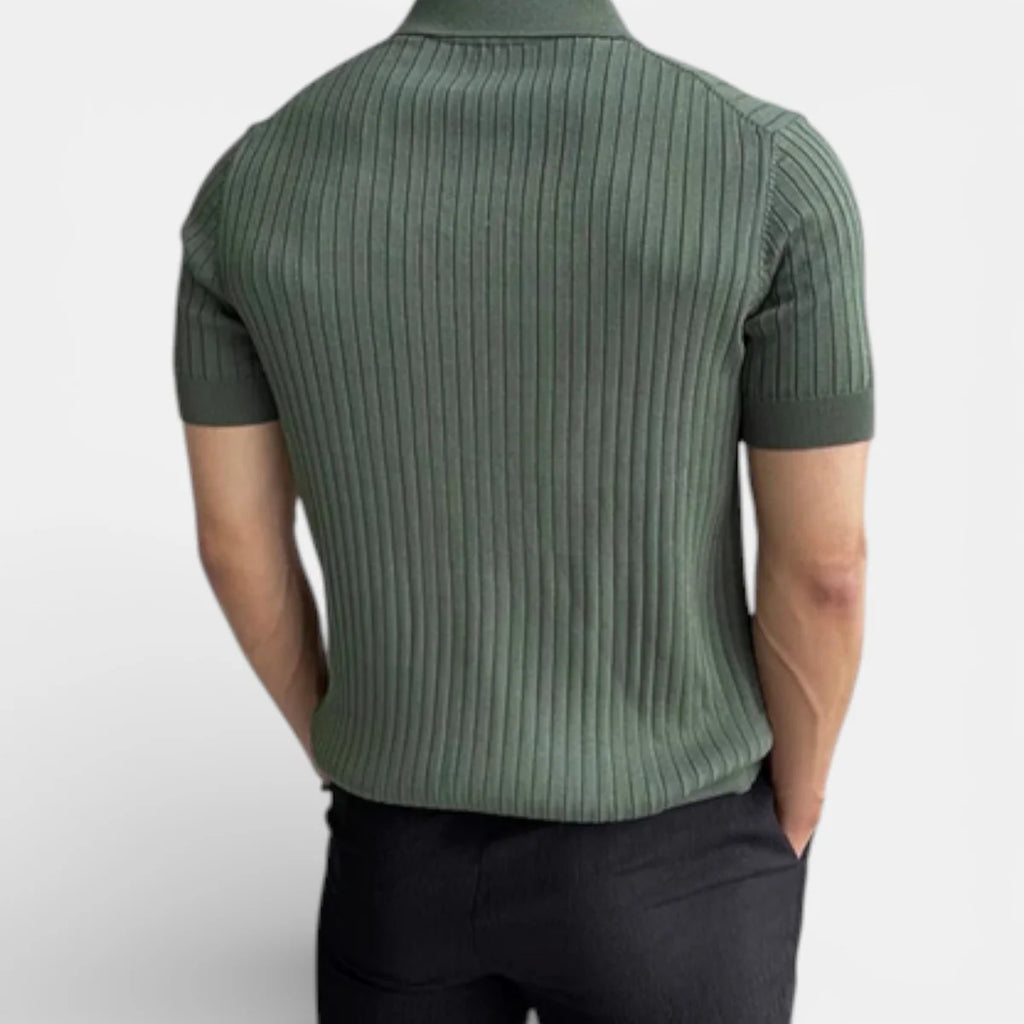 Anthony | Men’s Vertical Stripe Short Sleeve Polo Shirt