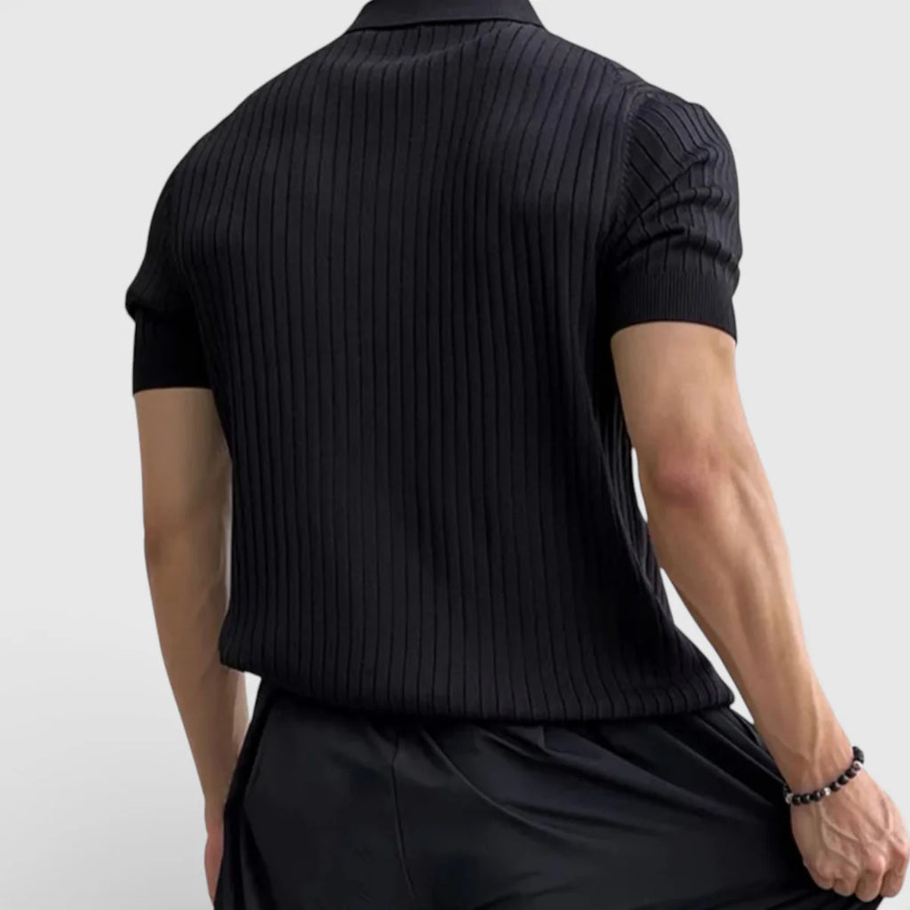 Anthony | Men’s Vertical Stripe Short Sleeve Polo Shirt