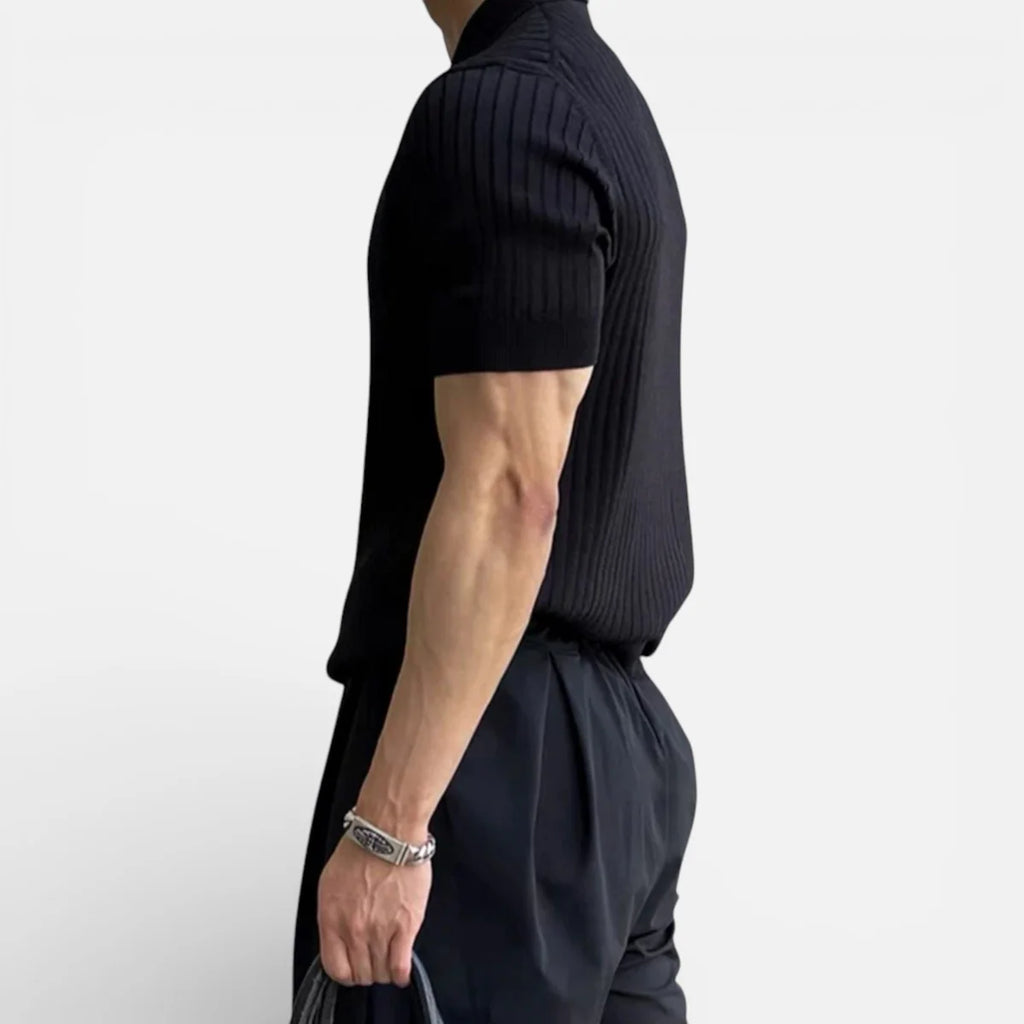Anthony | Men’s Vertical Stripe Short Sleeve Polo Shirt