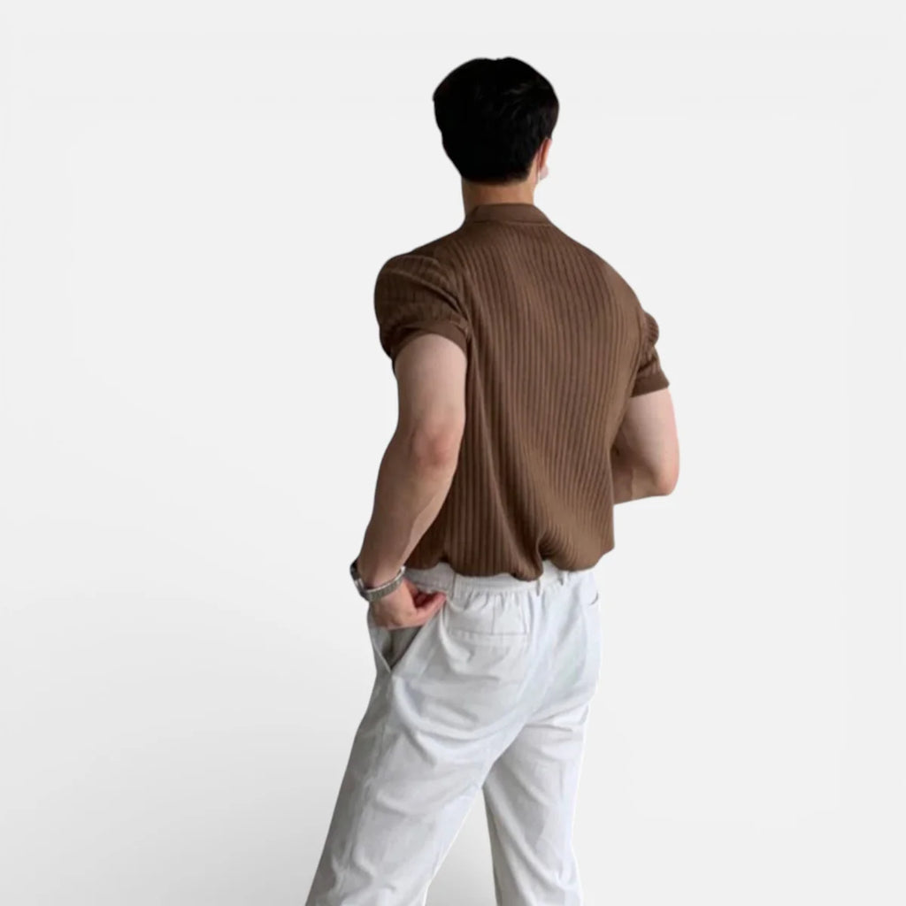 Anthony | Men’s Vertical Stripe Short Sleeve Polo Shirt