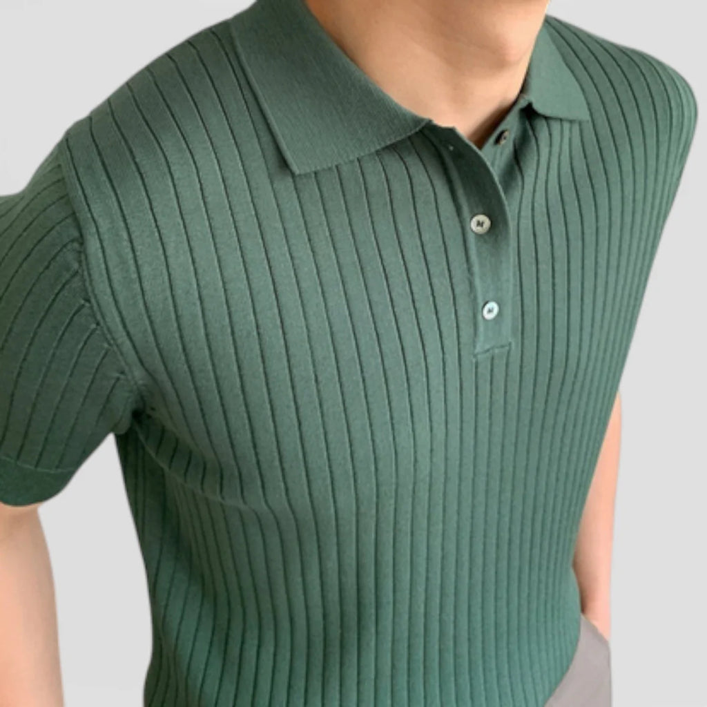 Anthony | Men’s Vertical Stripe Short Sleeve Polo Shirt