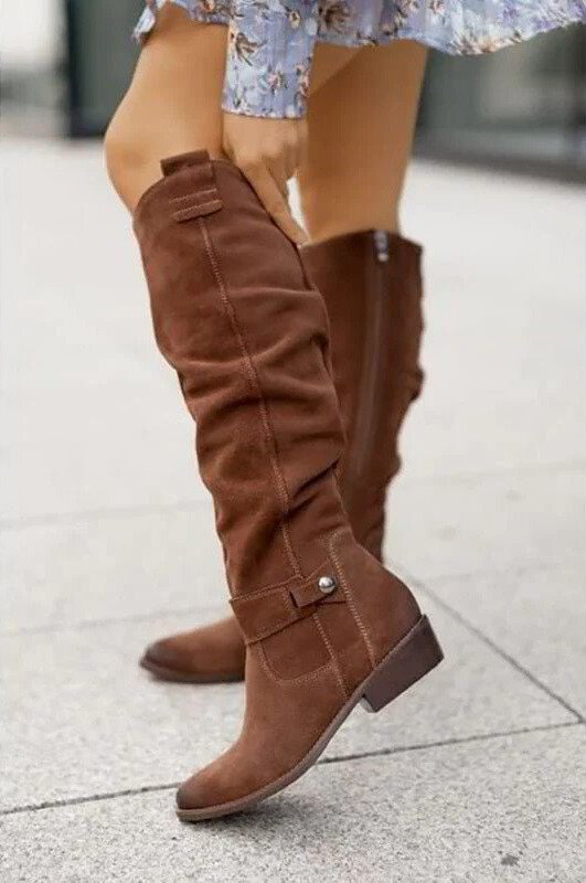 Antonella | Women's Side Zip Almond Toe Knee-Length Boots