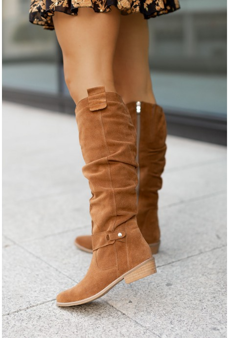Antonella | Women's Side Zip Almond Toe Knee-Length Boots