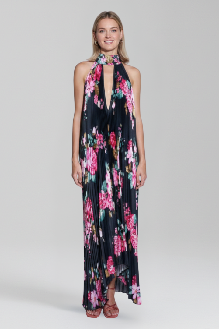 Antonette | Women’s Sleeveless Printed Halter Neck Wedding Guest Dress