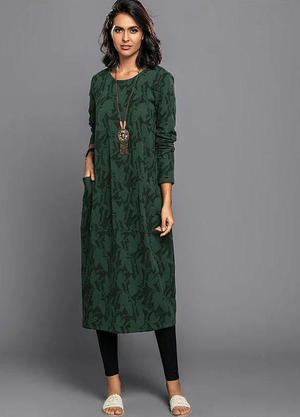 Anwen | Women's Long Sleeve Botanical Midi Dress
