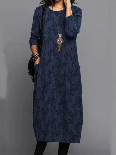 Anwen | Women's Long Sleeve Botanical Midi Dress
