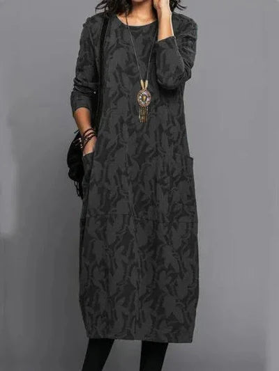 Anwen | Women's Long Sleeve Botanical Midi Dress