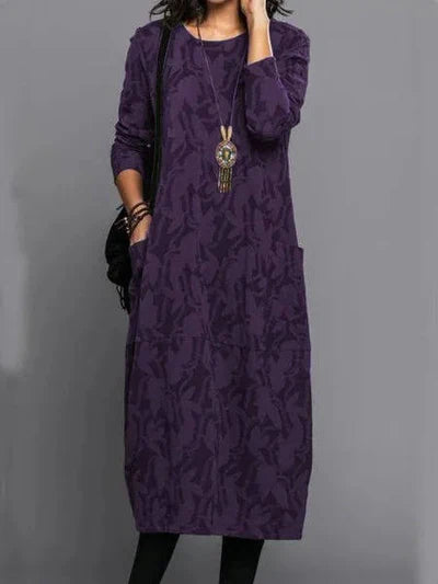 Anwen | Women's Long Sleeve Botanical Midi Dress