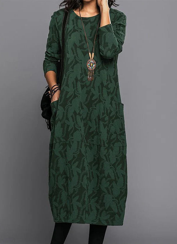 Anwen | Women's Long Sleeve Botanical Midi Dress