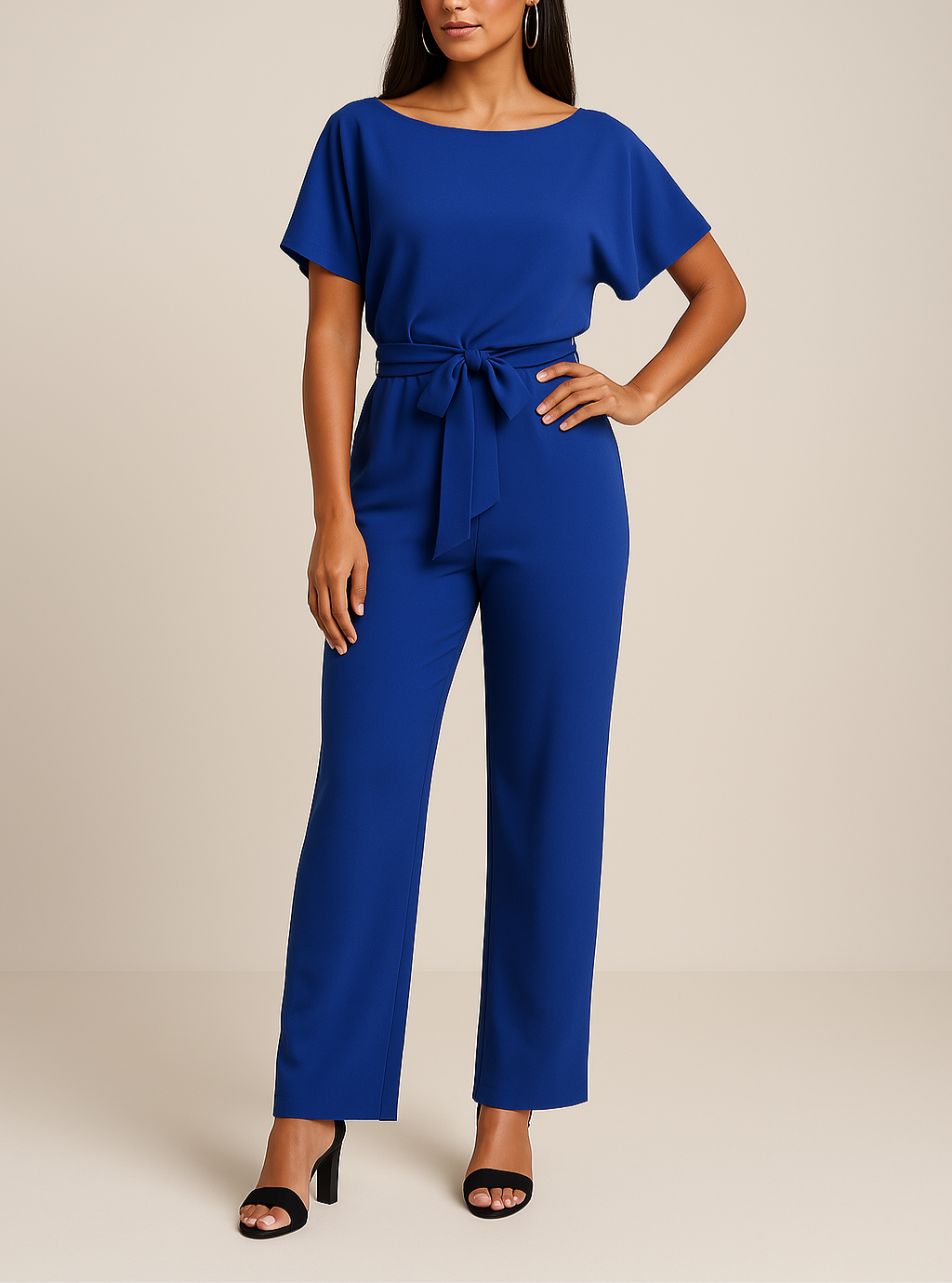 Arabella | Women’s Waist Tie Short Sleeve Summer Jumpsuit