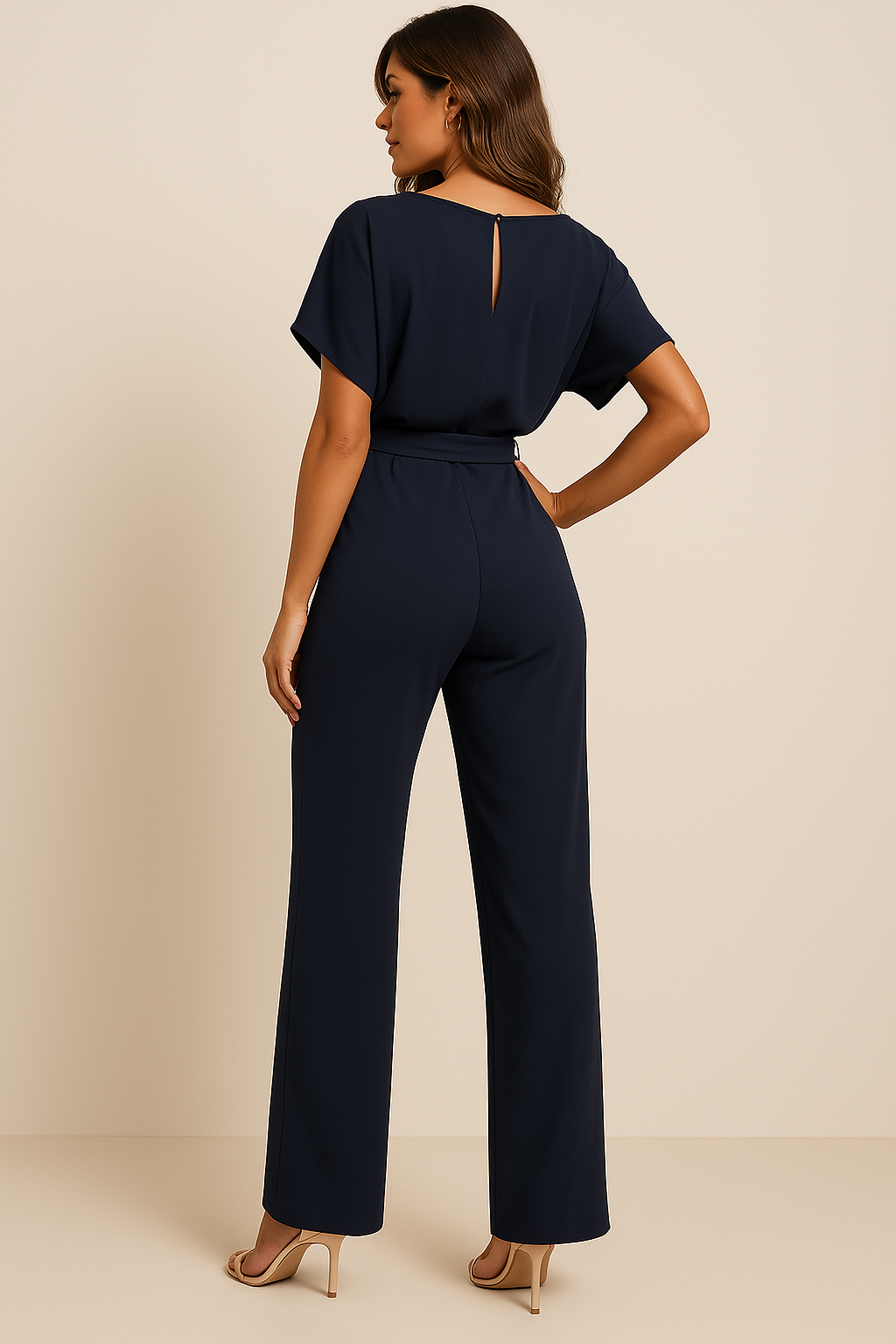Arabella | Women’s Waist Tie Short Sleeve Summer Jumpsuit