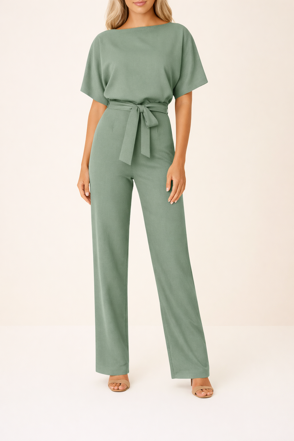 Arabella | Women’s Waist Tie Short Sleeve Summer Jumpsuit