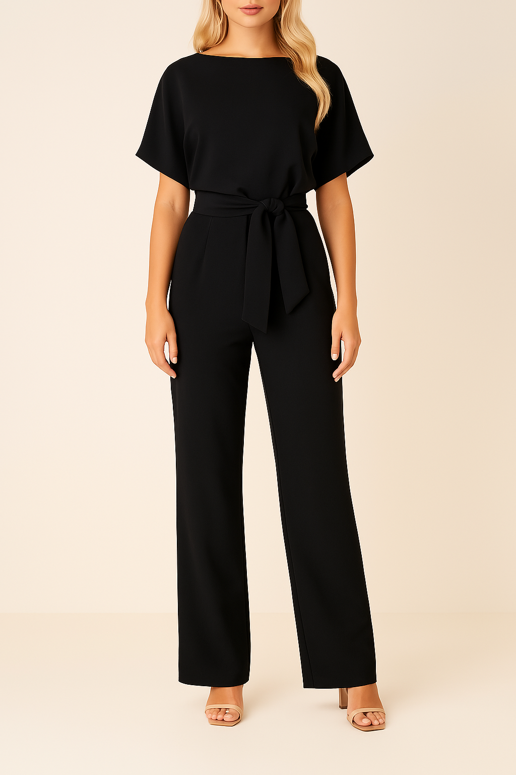 Arabella | Women’s Waist Tie Short Sleeve Summer Jumpsuit