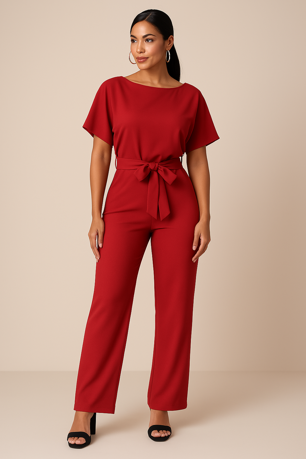 Arabella | Women’s Waist Tie Short Sleeve Summer Jumpsuit