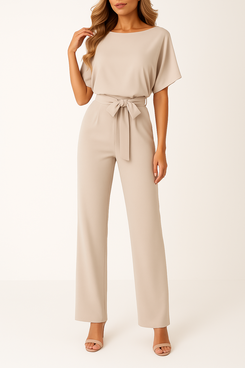 Arabella | Women’s Waist Tie Short Sleeve Summer Jumpsuit