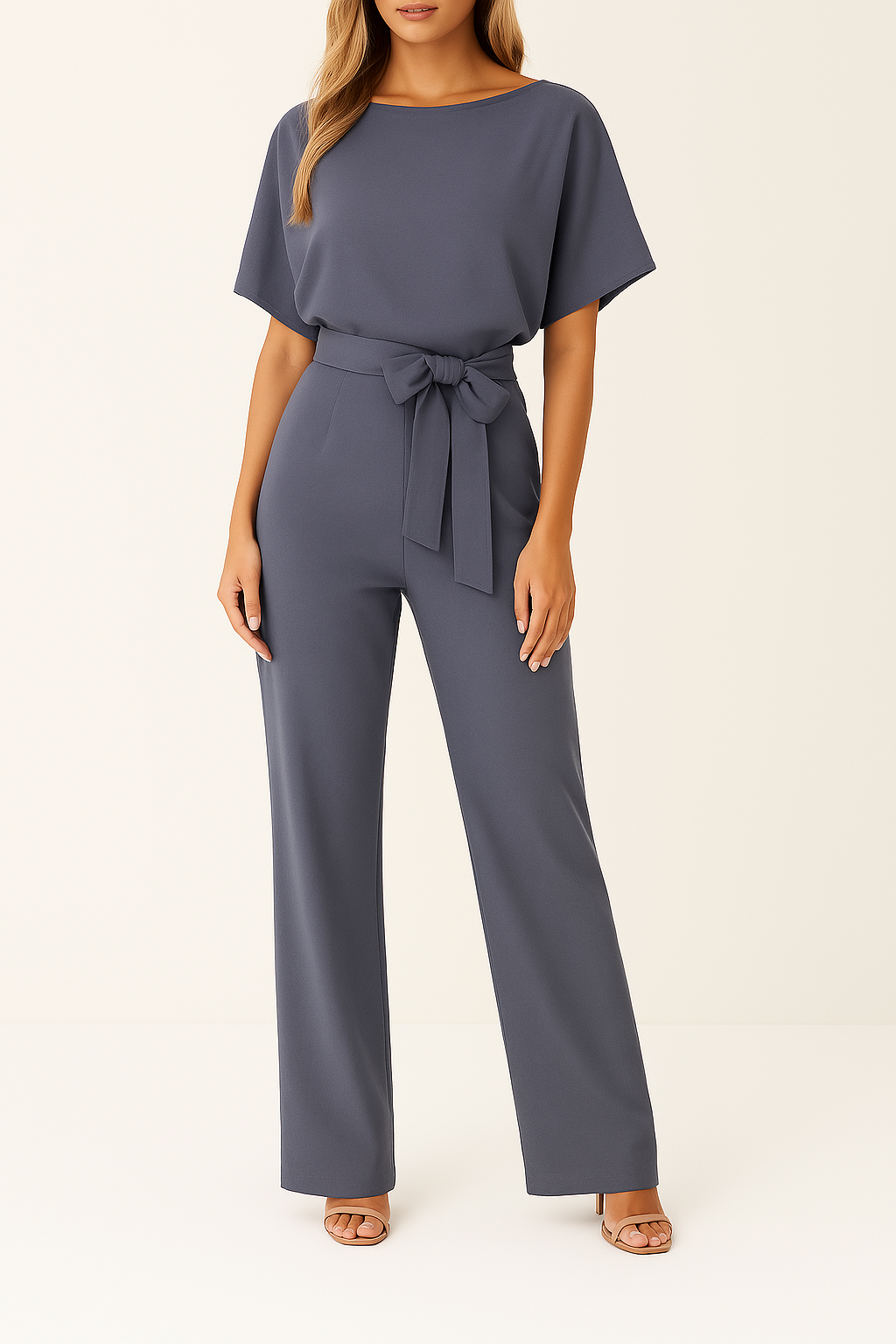 Arabella | Women’s Waist Tie Short Sleeve Summer Jumpsuit
