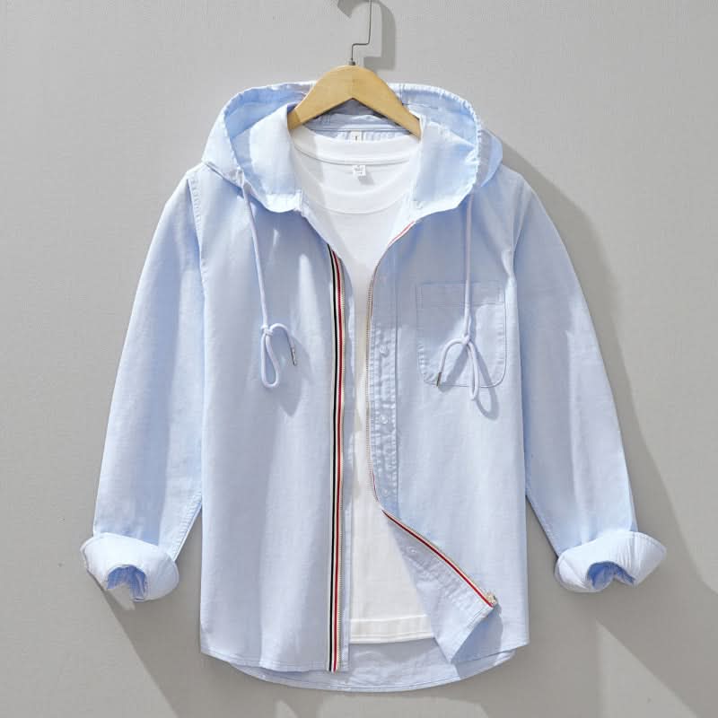 Arcangel | Men’s Drawstring Front Zip Long Sleeve Hooded Shirt