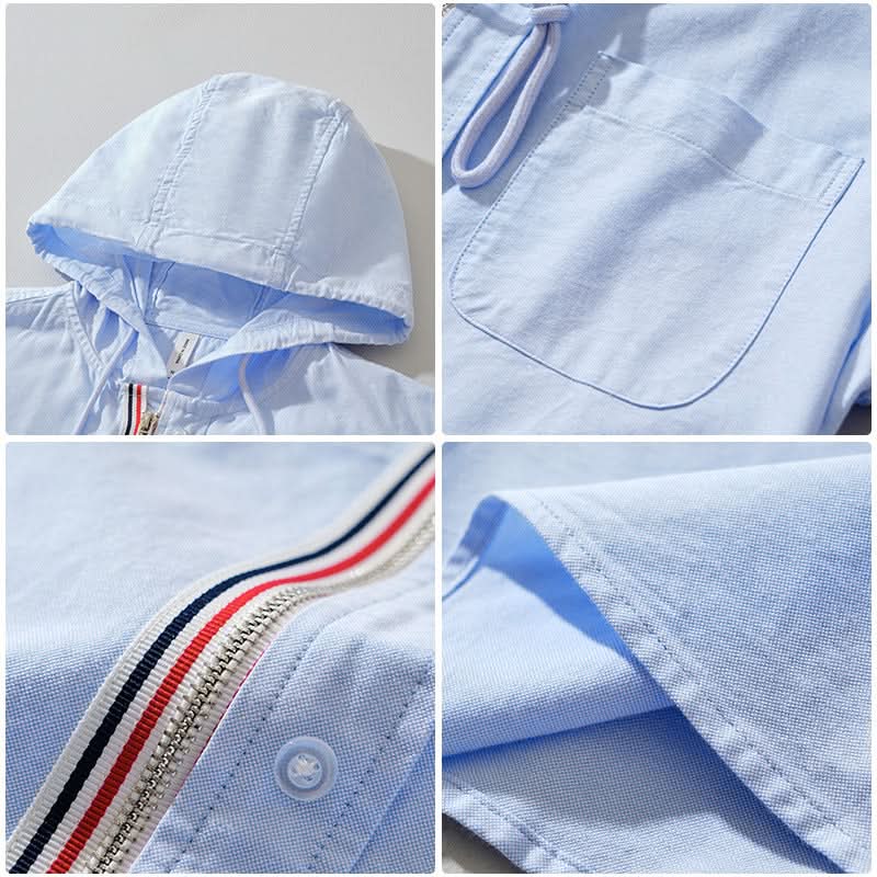 Arcangel | Men’s Drawstring Front Zip Long Sleeve Hooded Shirt