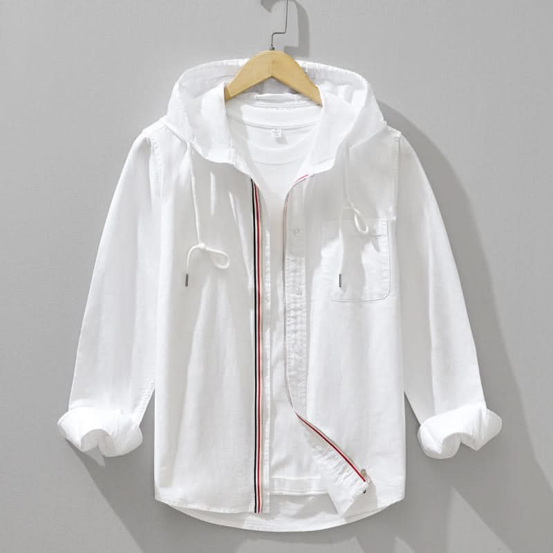 Arcangel | Men’s Drawstring Front Zip Long Sleeve Hooded Shirt