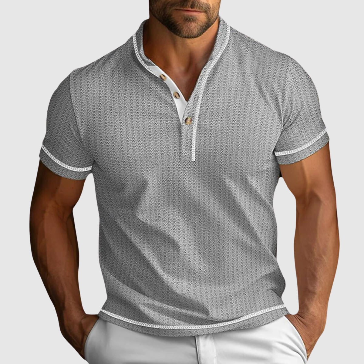 Archibald | Men’s Textured Short Sleeve Henley Shirt