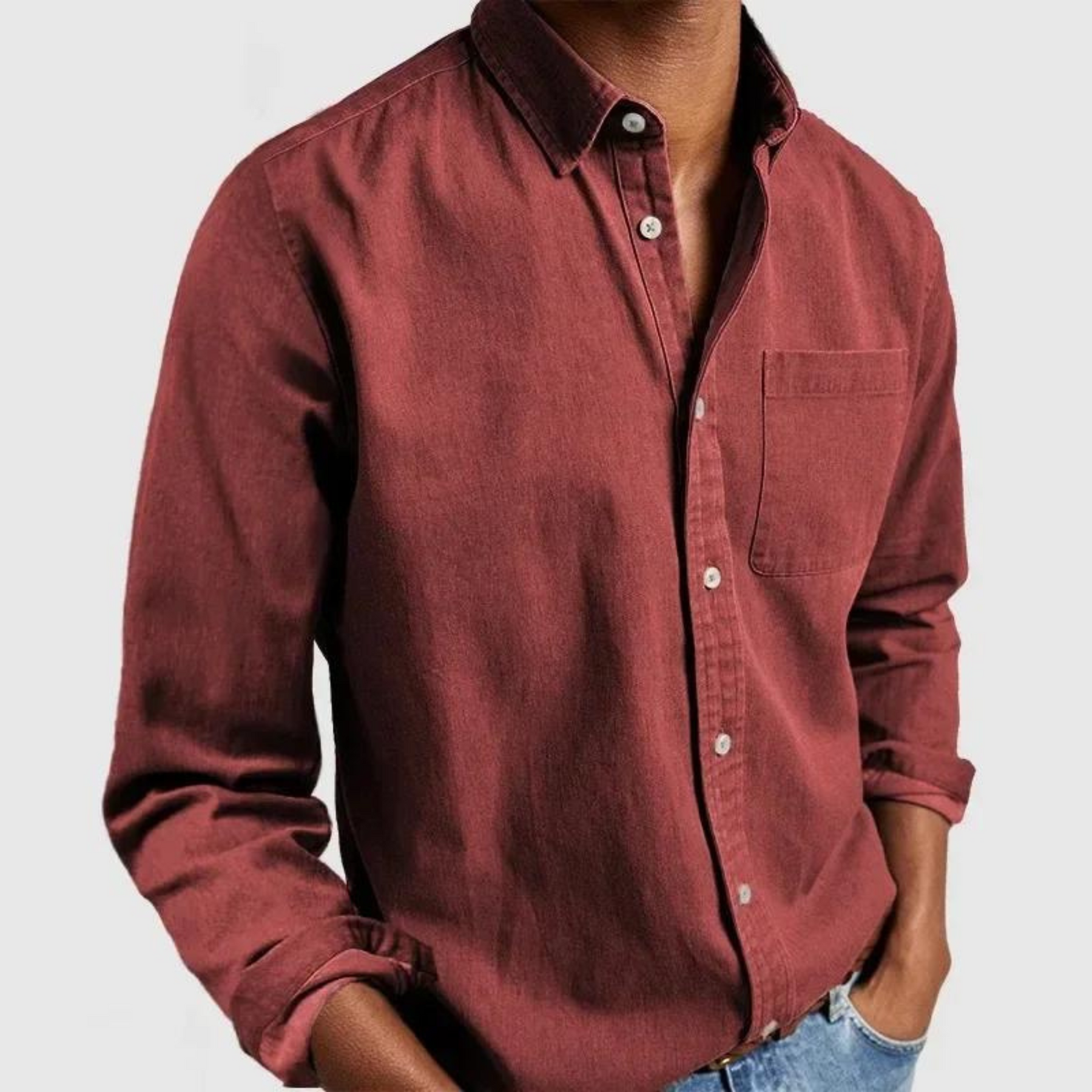Arden | Men’s Turn Down Collar Button Up Long Sleeve Shirt