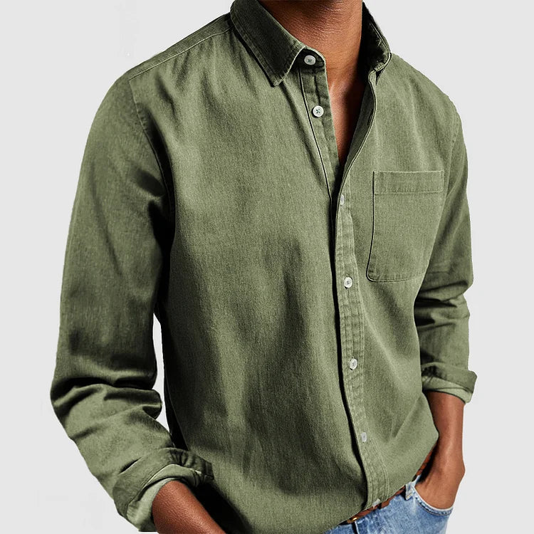 Arden | Men’s Turn Down Collar Button Up Long Sleeve Shirt