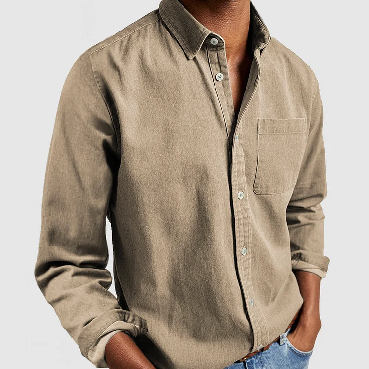Arden | Men’s Turn Down Collar Button Up Long Sleeve Shirt