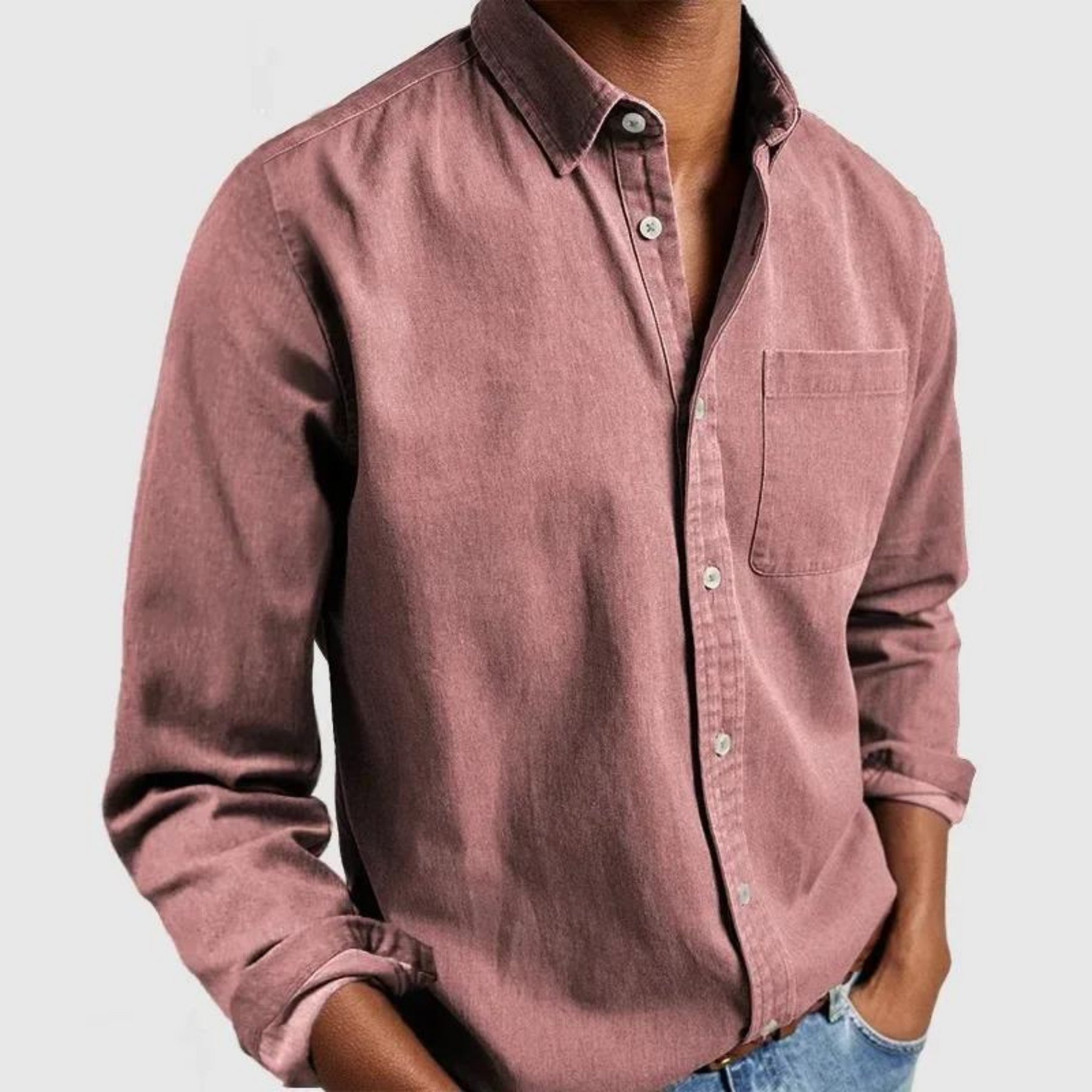 Arden | Men’s Turn Down Collar Button Up Long Sleeve Shirt