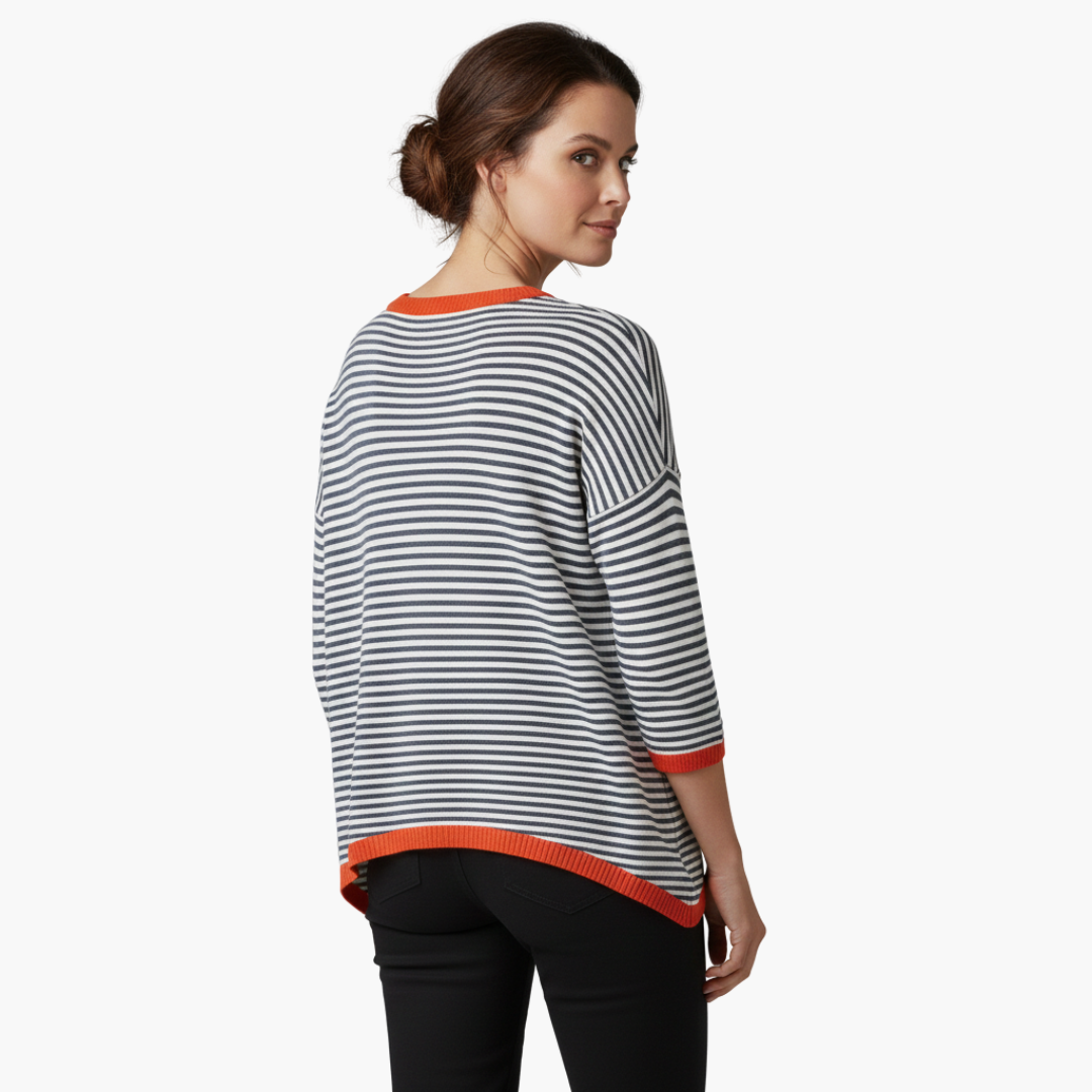 Arilda | Women's Short Sleeve Horizontal Stripe Shirt