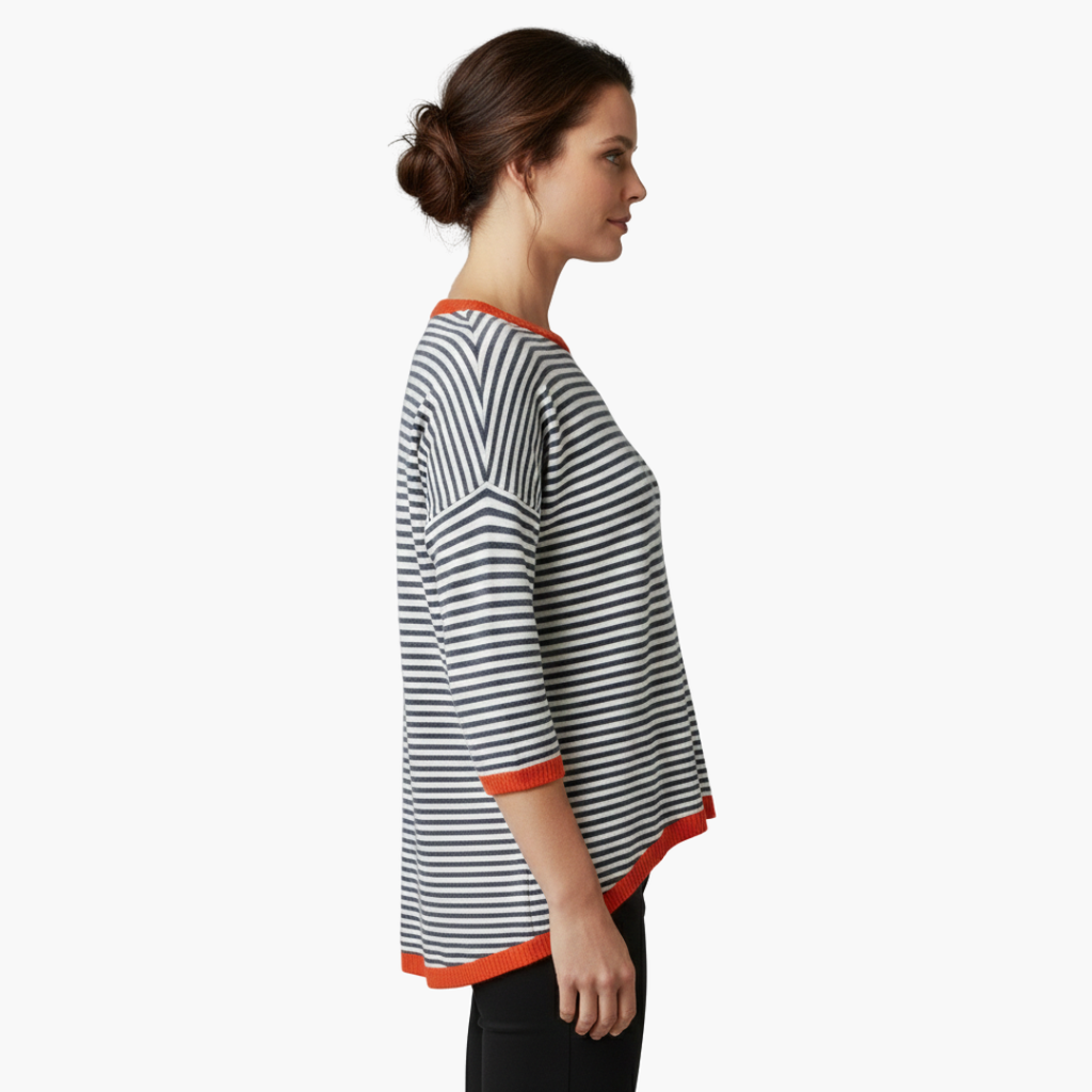 Arilda | Women's Short Sleeve Horizontal Stripe Shirt