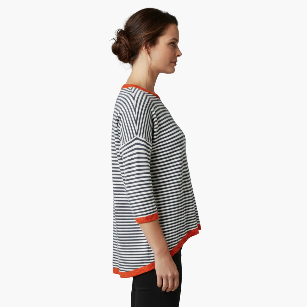 Arilda | Women's Short Sleeve Horizontal Stripe Shirt