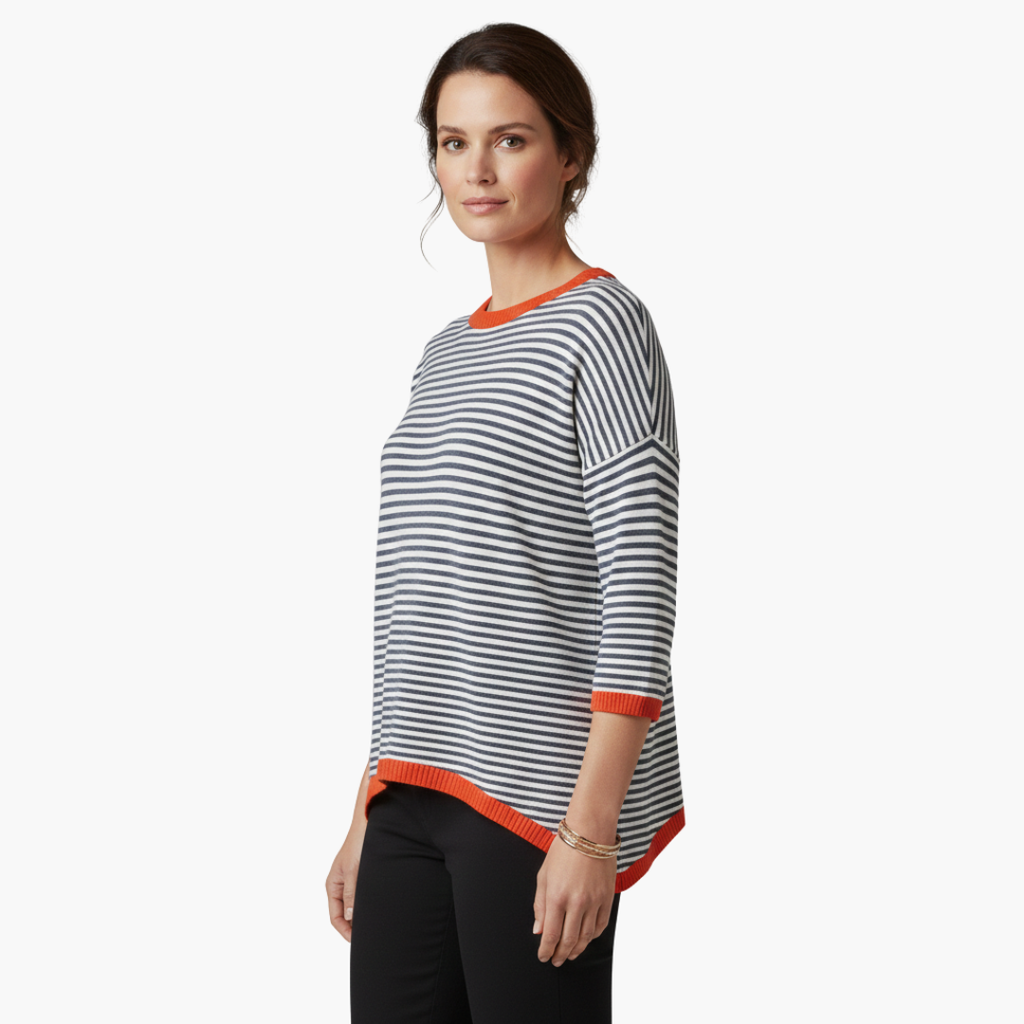Arilda | Women's Short Sleeve Horizontal Stripe Shirt
