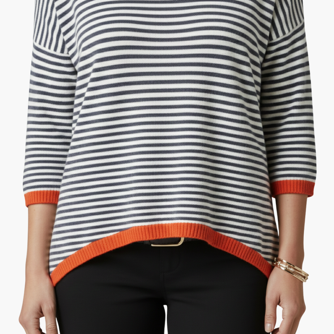 Arilda | Women's Short Sleeve Horizontal Stripe Shirt