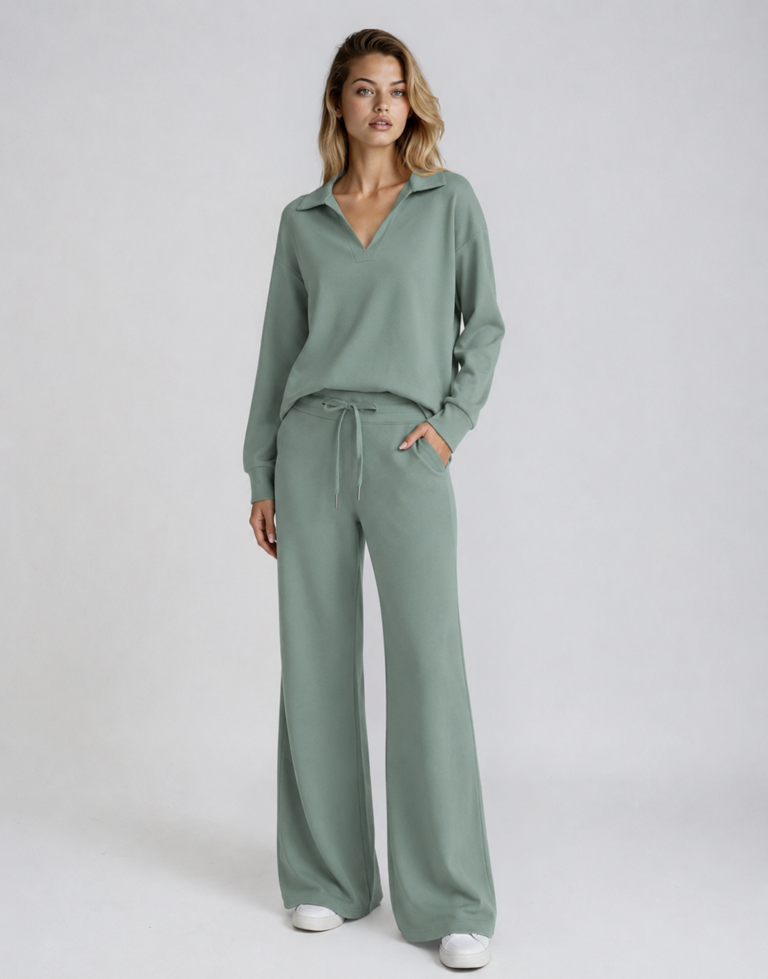 Arla | Women's Long Sleeve V-Neck Two Piece Set