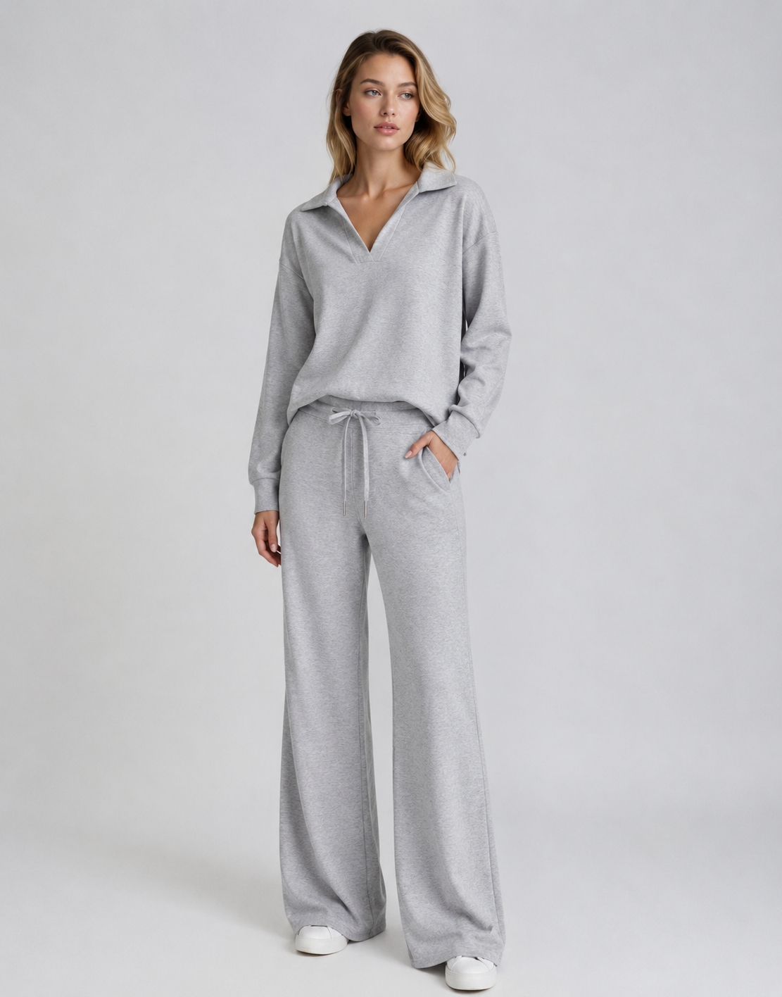 Arla | Women's Long Sleeve V-Neck Two Piece Set