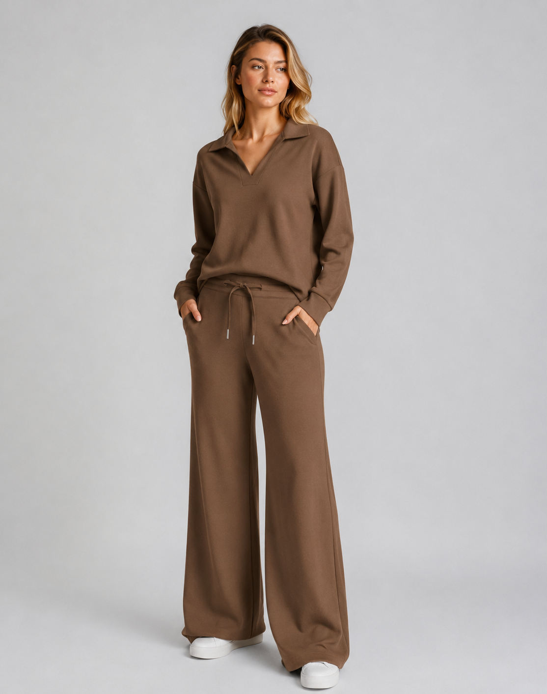 Arla | Women's Long Sleeve V-Neck Two Piece Set