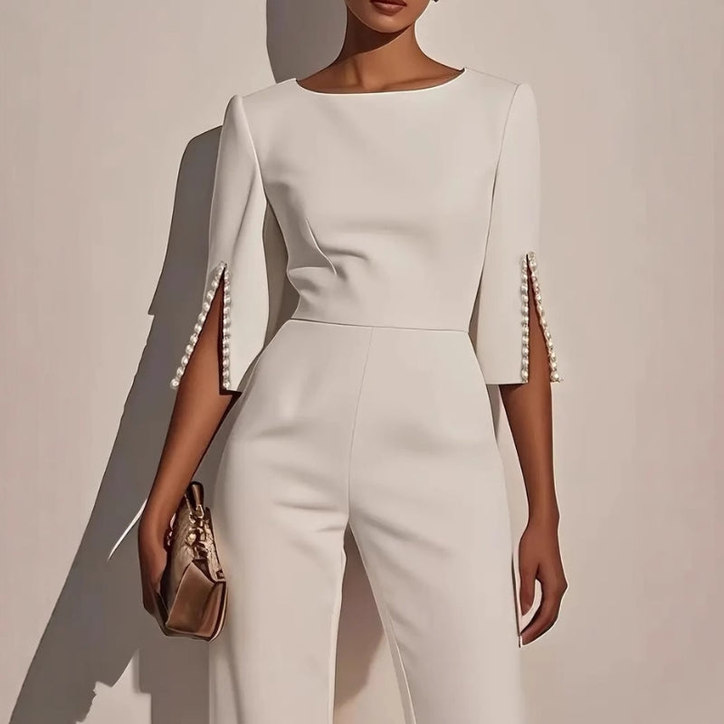 Arline | Women’s Boat Neck Wide Leg Wedding Guest Jumpsuit