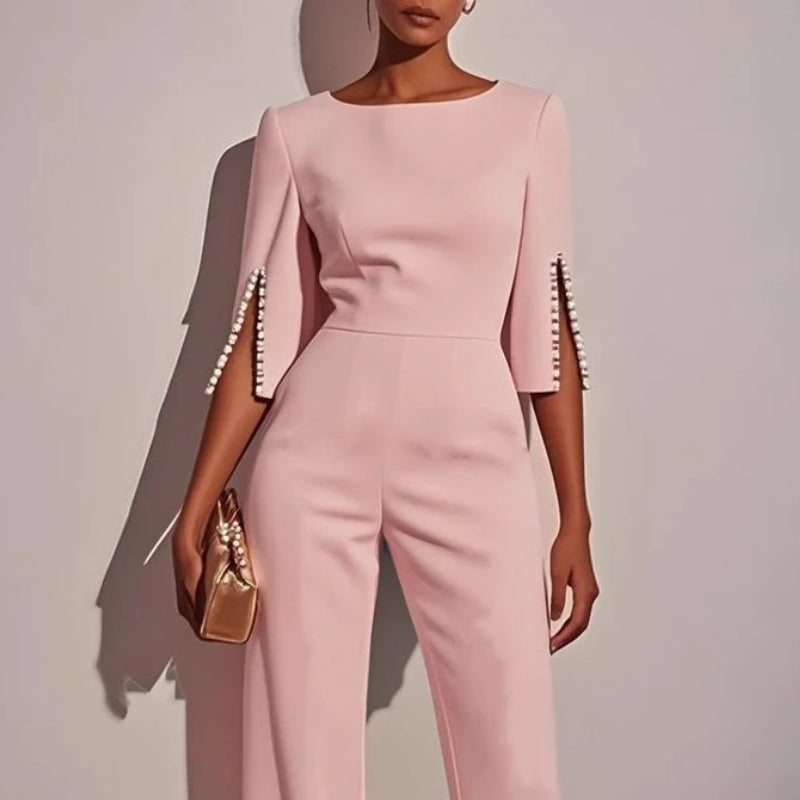 Arline | Women’s Boat Neck Wide Leg Wedding Guest Jumpsuit