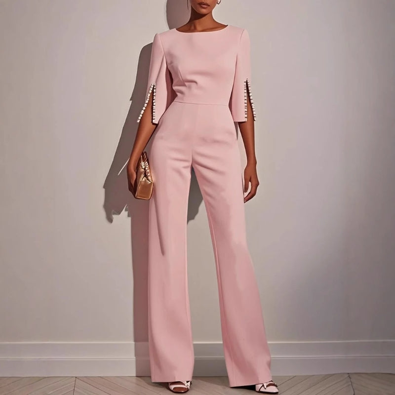Arline | Women’s Boat Neck Wide Leg Wedding Guest Jumpsuit