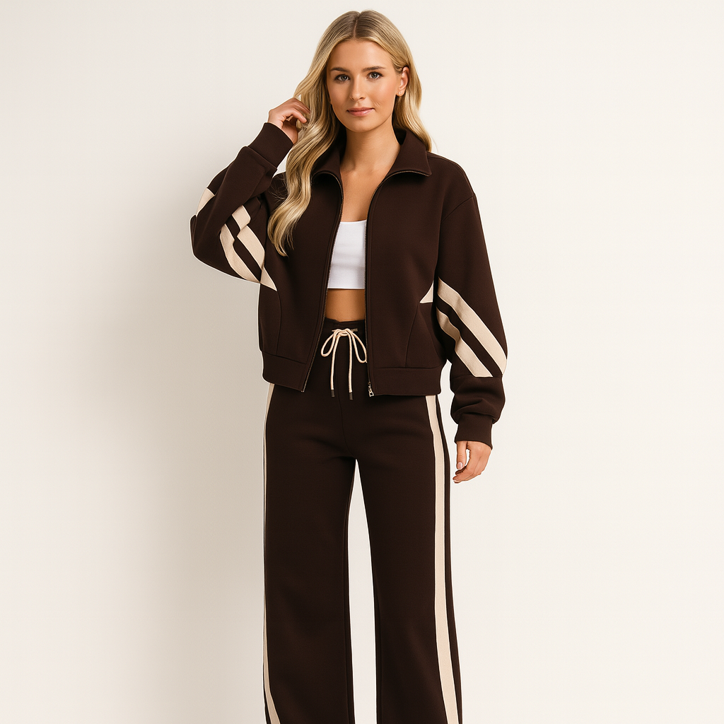 Arlys | Women’s Zip Up Collared Two Piece Matching Set